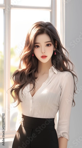 Fototapeta 셔츠 블라우스 패션의 한국 여성