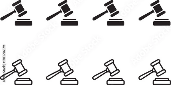 Obraz Gavel Icon Logo Design  Judge Hammer Symbol, Law and Auction Justice Sign Vector Illustration