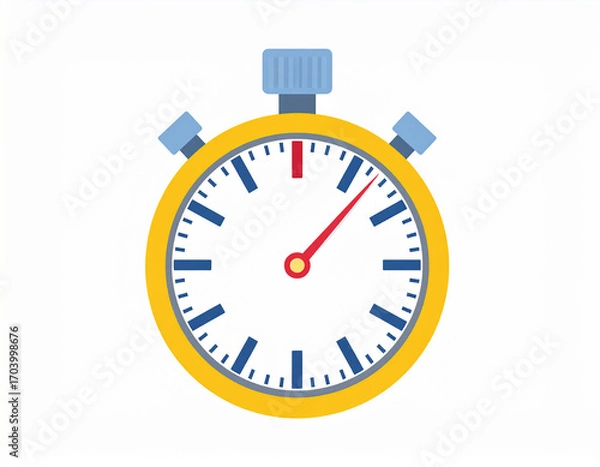 Fototapeta Flat vector icon of a stopwatch timer, symbolizing time, sports competition, and countdown measurement.