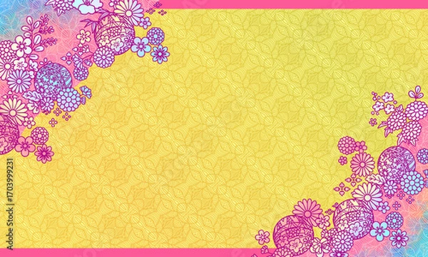 Fototapeta 華やかな和風フレーム背景素材