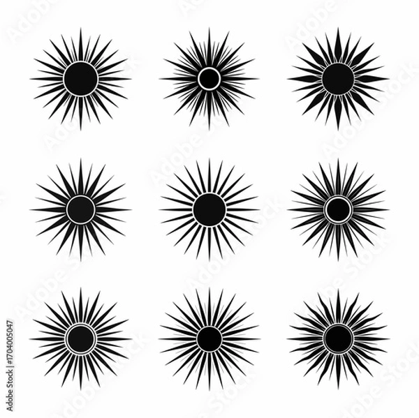 Fototapeta Vector icon set sun minimalist design