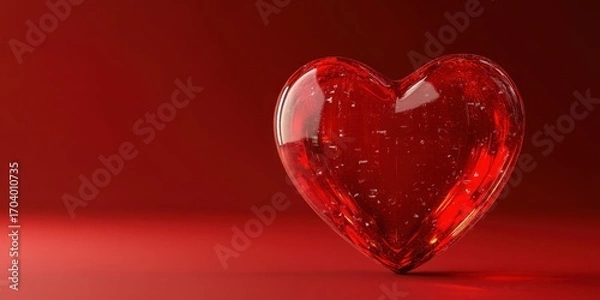 Obraz Bright red heart shape sparkling on a smooth surface symbolizing love and affection during a romantic occasion