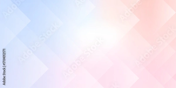 Fototapeta Pastel pink and blue blur backdrop with transparent shapes square. Light gradient vector banner. Background abstract purple sky. Soft blurred light bg. Pastel gradation water cover design