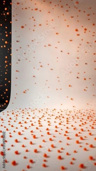 Obraz Abstract Orange Droplets Falling on White Background - Creative Texture