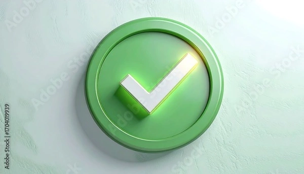 Obraz A glowing green checkmark button