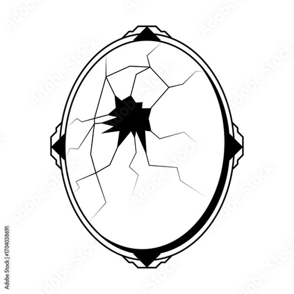 Obraz Abstract Doodle Elements Hand Drawn Outline Mirror Sketch Vector Design Style Isolated On White Background Illustration For Knitting, Embroidery, Sewing 