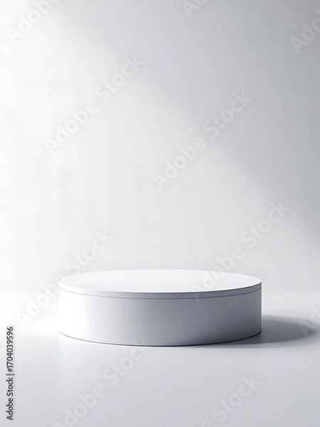 Fototapeta Minimalist white podium with soft shadow and light