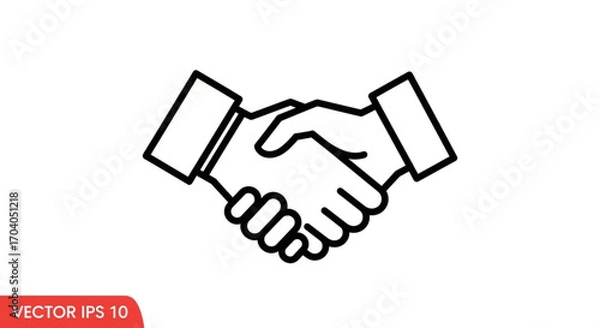 Fototapeta Handshake line icon business partnership, agreement, deal, cooperation concept vector illustration of two hands shaking each other