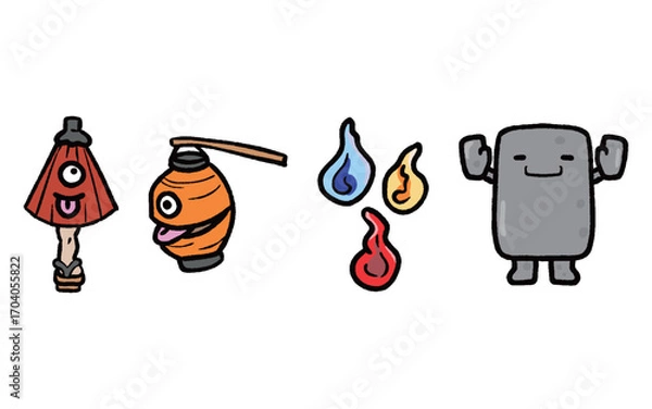 Obraz おばけ　セット　妖怪　イラスト