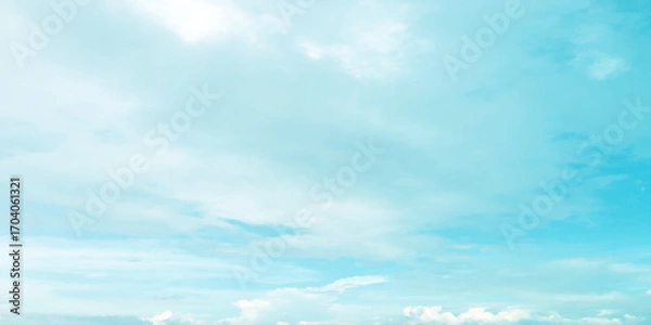 Fototapeta sunny sky blue light watercolor background. Aquarelle painting brush effect card paper textured canvas cloudy smoke space for text, entertaining card, template. aquamarine color graphics illustration