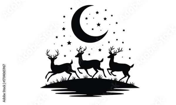 Fototapeta Horse and goat silhouette vector illustration with animal design elements