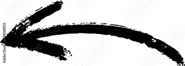 Obraz Black Paint Brush Left Arrow – Hand Drawn Marker Stroke Direction Symbol Vector