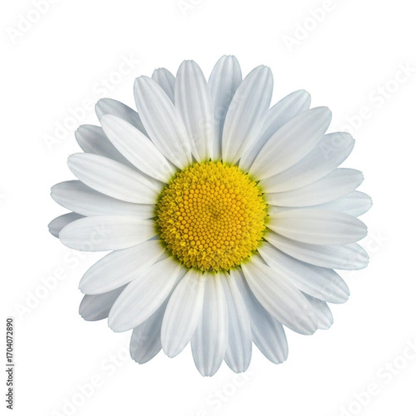 Fototapeta White Daisy Flower with Yellow Center on Black Background: Perfect for Textile Design, Packaging, and Branding