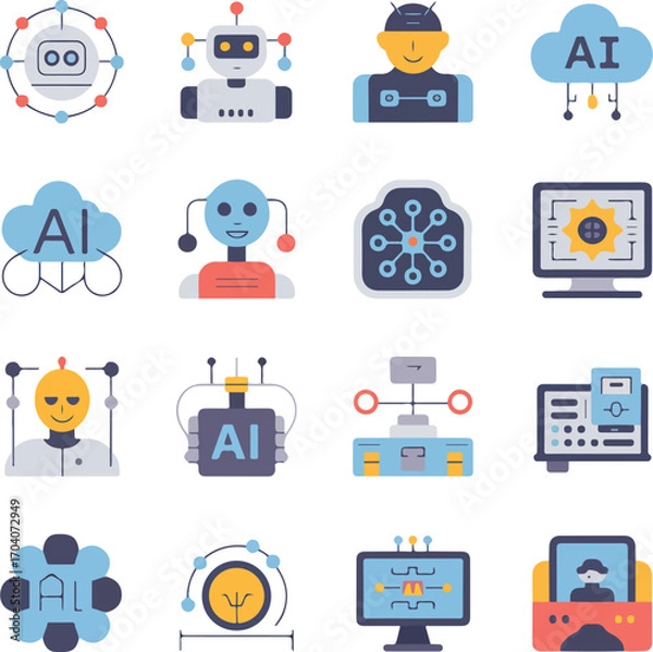 Fototapeta Flat business and finance icons set for web and mobile apps