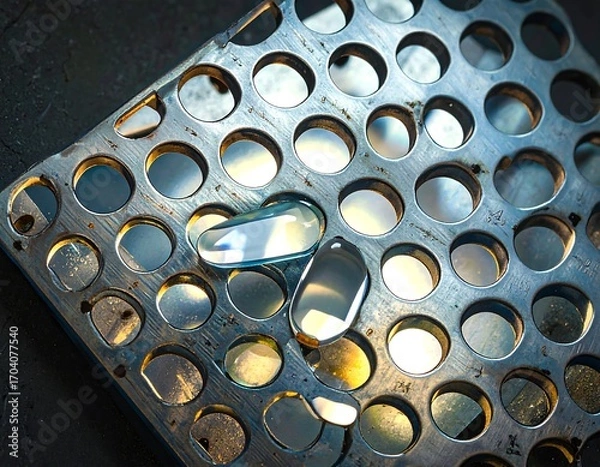 Obraz Metal tray with clear objects