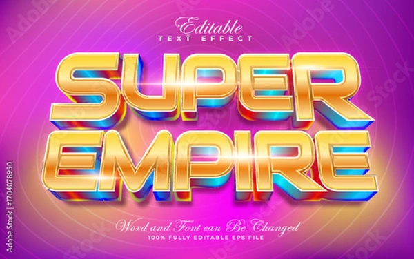 Fototapeta Super Empire 3D editable text effect style