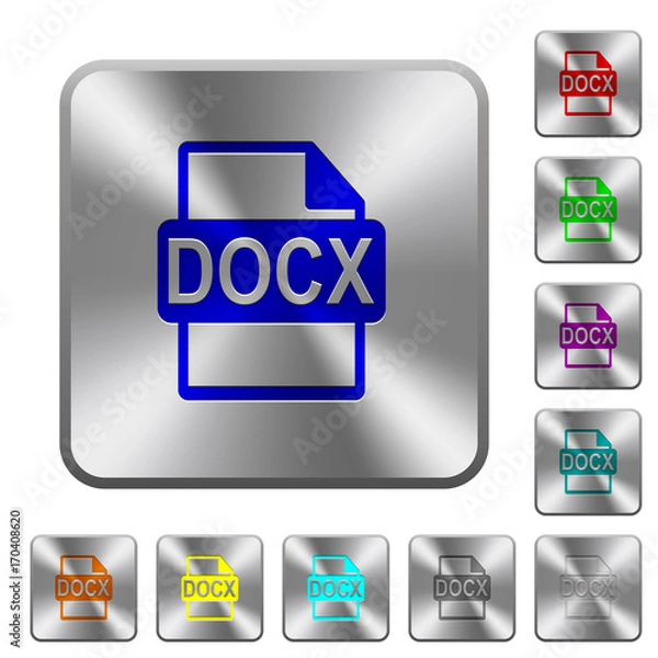 Fototapeta DOCX file format rounded square steel buttons