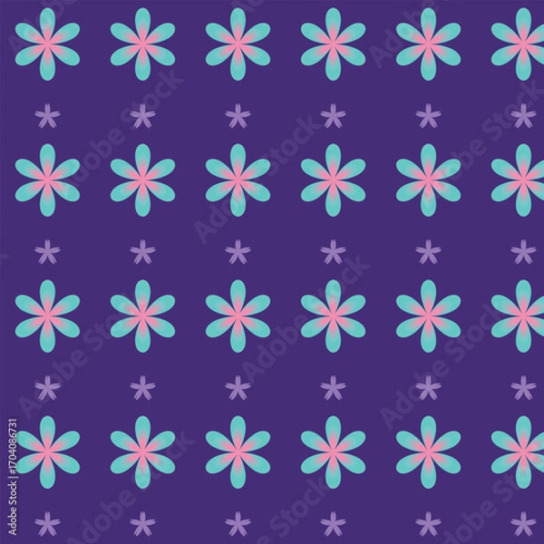 Fototapeta Seamless Colorful Floral Pattern Design Collection – Bright Abstract Geometric Backgrounds, Decorative Digital Textures, Pastel Aesthetic Fabric and Wallpaper Patterns for Creative Projects