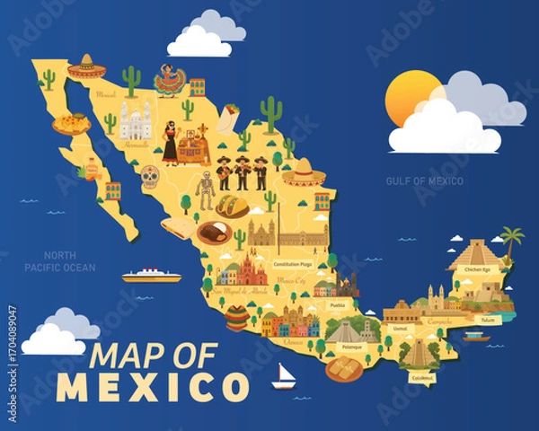 Obraz map_mexico_01