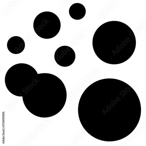 Obraz Black spheres floating abstract composition circles