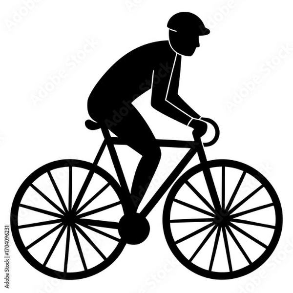 Fototapeta Cyclist riding vintage bicycle retro
