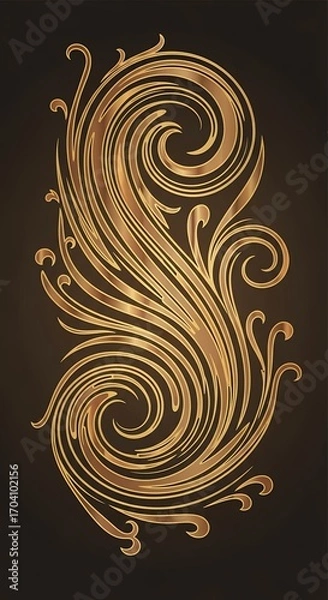 Obraz Elegant Golden Swirl Flourish Design Element Vector Graphic for Website and Print Projects
