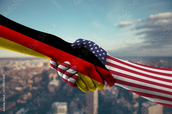 Fototapeta Shaking hands Germany and_US