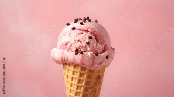 Fototapeta Ice cream cone decorative sculpture isolated on white background in modern glossy stylish design
