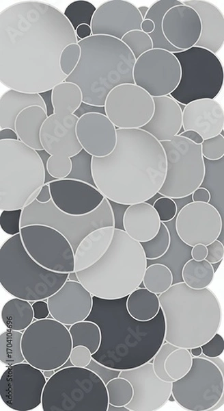 Fototapeta Abstract Background with Overlapping Circles and Dots in Shades of Gray and Silver Texture