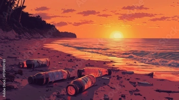 Fototapeta sunset on the beach