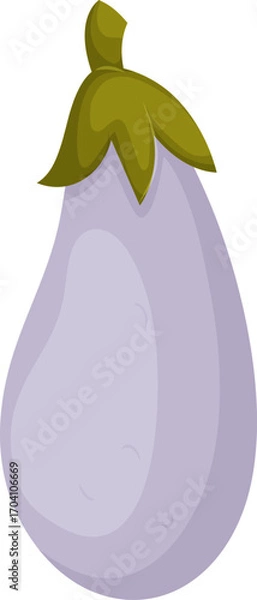 Fototapeta Purple Produce, Isolated, with Green Stem and Leaves, on a White Background.