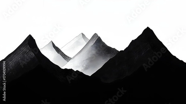Fototapeta Dramatic mountain landscape with rugged peaks in the distance  long title A dramatic and atmospheric landscape featuring rugged snow capped mountain