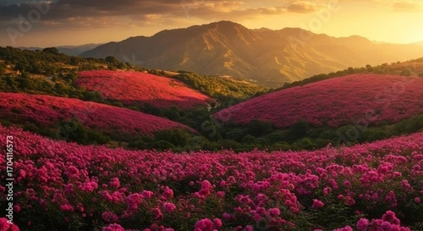Obraz Saudi Arabian mountains of Taif with roses