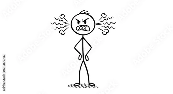 Fototapeta Angry Stick Figure Man with Steam Coming from Ears