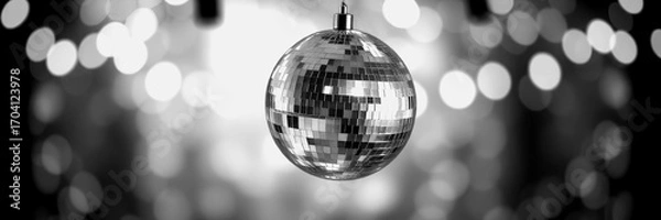 Obraz Disco ball sparkles in black and white ambiance