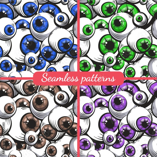 Fototapeta Terrible eyes. Seamless pattern.