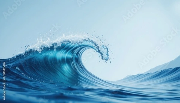 Fototapeta Isolated water wave on a clear backdrop