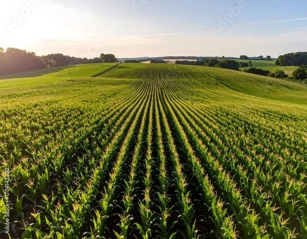 Obraz Panoramic cornfield at sunrise