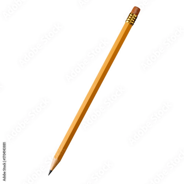 Obraz Wooden pencil with eraser for writing and drawing. 3d rendering