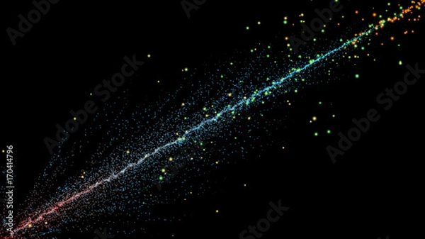 Fototapeta particle fantasy motion, Abstract fantasy motion background, shining lights, glowing energy waves and sparkling fireworks stile particles