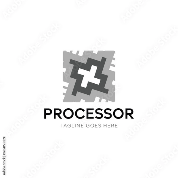 Fototapeta Processor logo, microchip logo