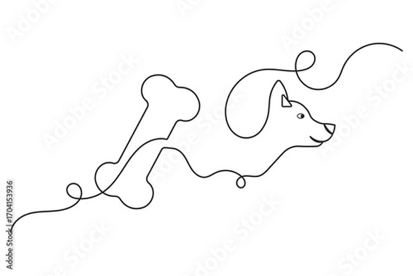 Obraz Abstract dog bone one line sketch vector