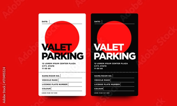 Fototapeta Valet Parking Card Design with Car Name Make and Colour Details