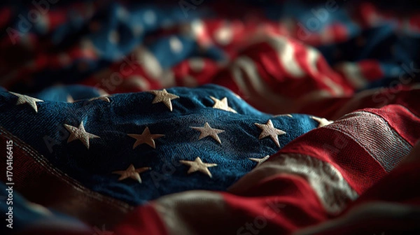 Fototapeta United States Flags Arranged In Group For Veterans Day And Memorial Day Commemoration Scene