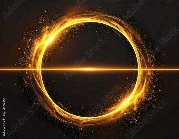 Fototapeta Golden Ring Sparkle Light Effect with Horizontal Beam Illustration