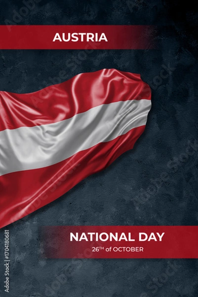 Fototapeta Austria independence day greetings card with flag and text