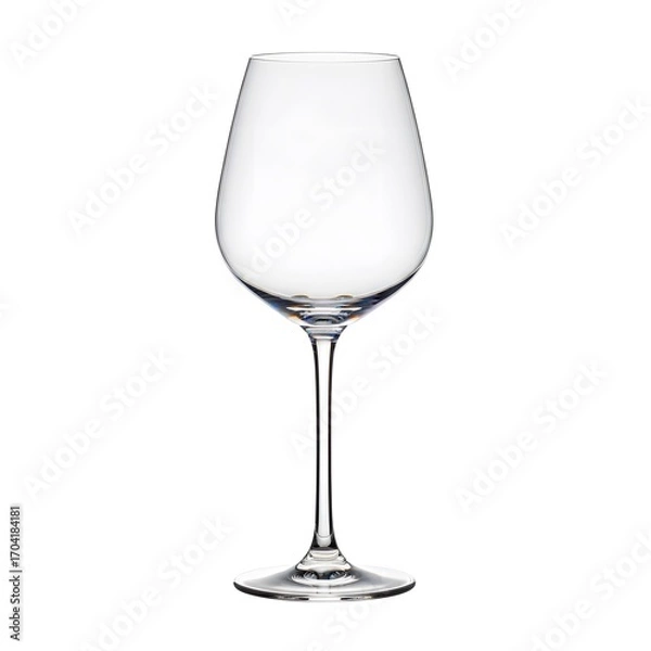 Obraz Elegant clear glass wine goblet on white background