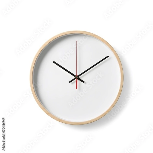 Obraz Minimalist wooden wall clock with white face and black hands