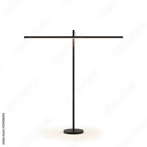 Obraz Simple black metal garment rack with a circular base and horizontal bar