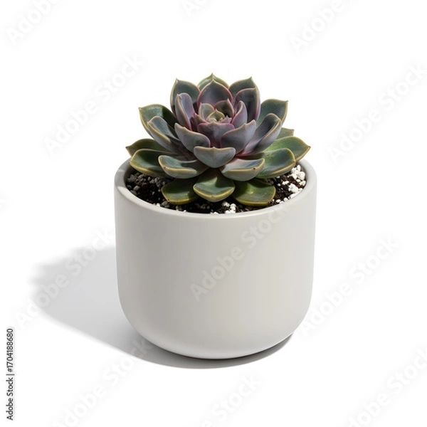 Obraz A small succulent plant in a white ceramic pot on a white background